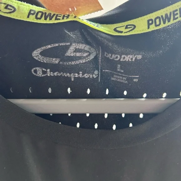 Champion Men's Tee in Black with Neon Green Highlights - Picture 2 of 4